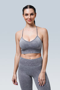 Acid Wash Seamless Y-back Sports Bra