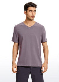 Pima Cotton Short Sleeve V Neck